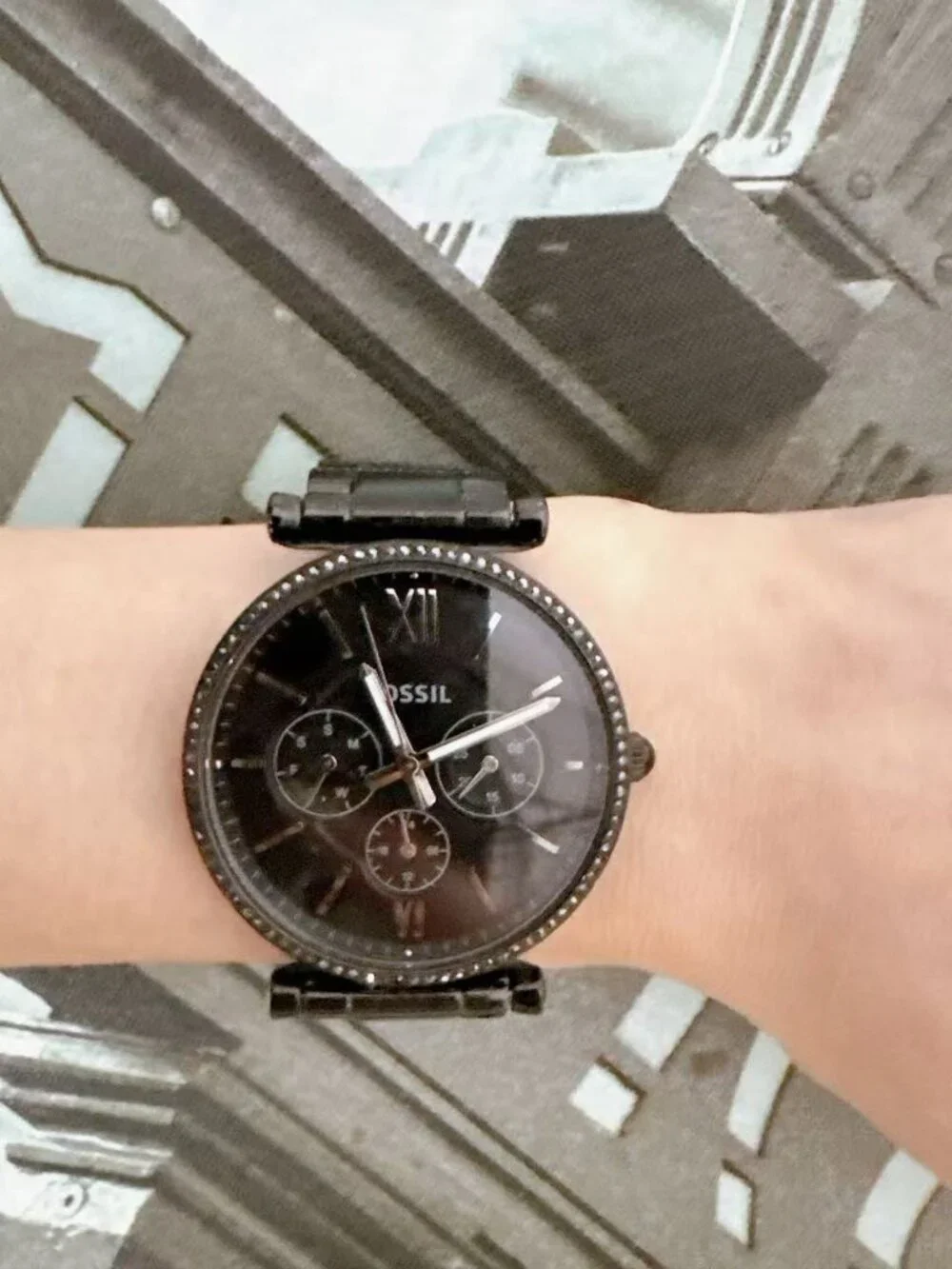 Fossil Carlie ES4543 Black Stainless Steel Bracelet Multifunction Watch